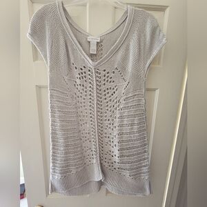 Soft Surroundings Women's Light Gray Knit Sleeveless Top Great Used Condition